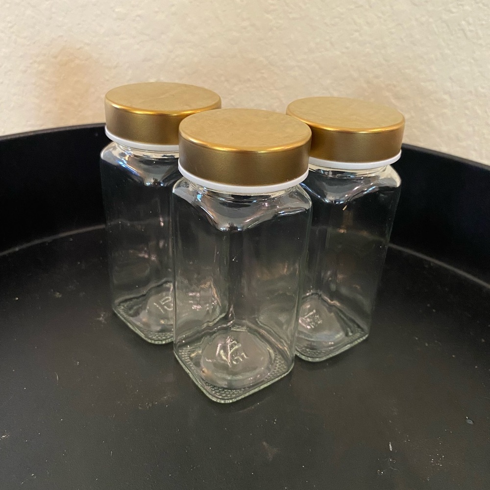 Glass Spice Jars with Gold Lids - Set of 3